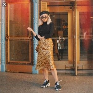 UO 4sienna | Quinn Animal Print Satin Skirt